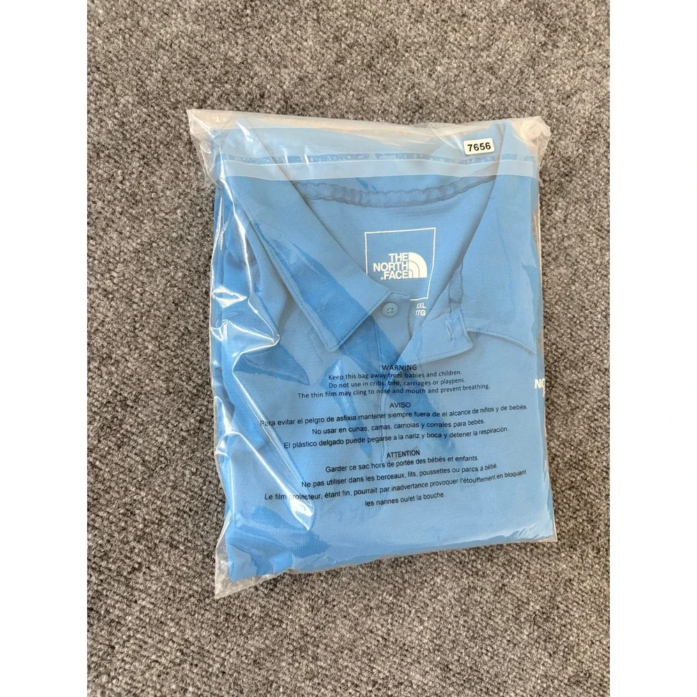 The North Face Mens Blue Short Sleeve Pique Performance Polo Shirt XXL 7656